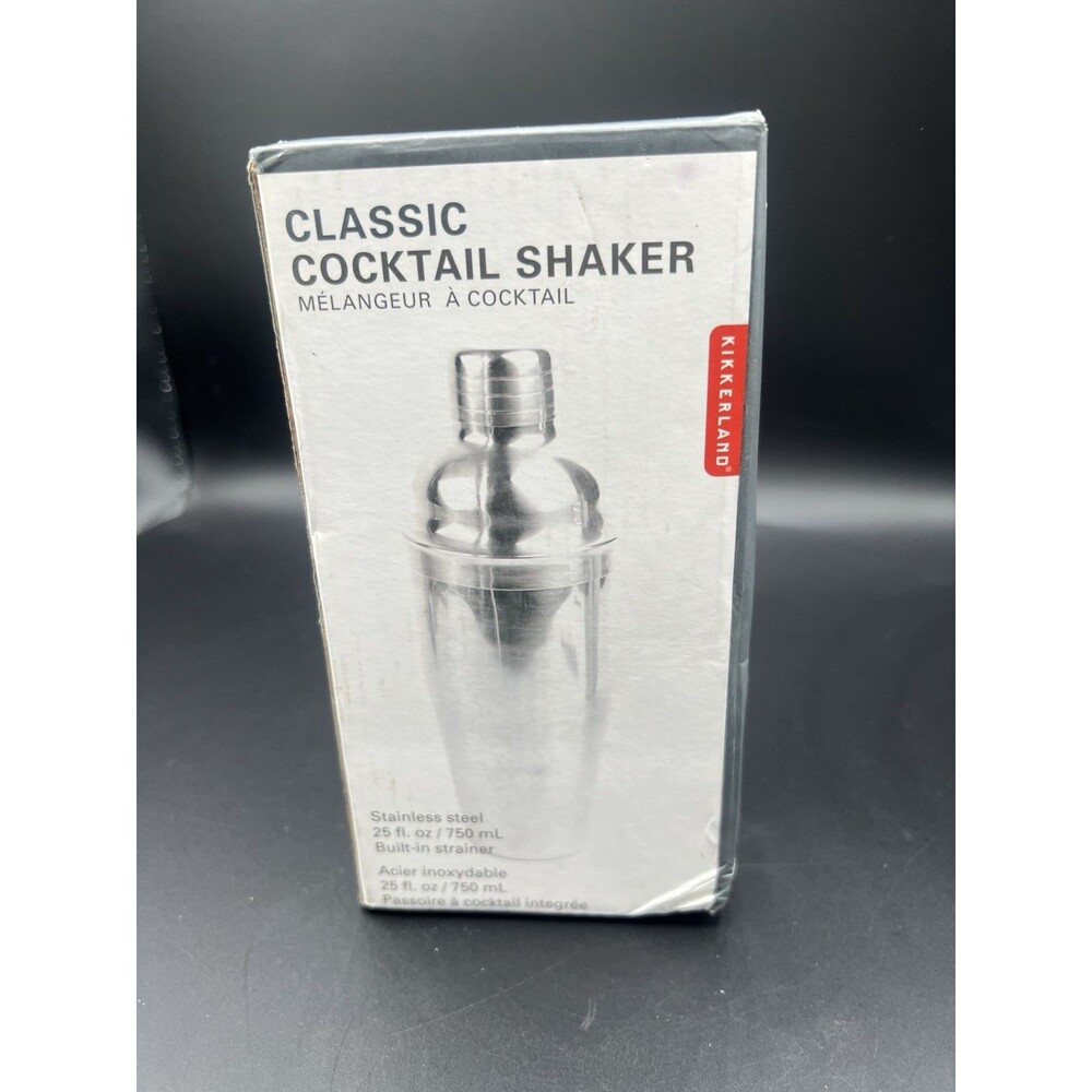 Kikkerland Classic Cocktail Shaker 25 Oz 750mL Stainless Steel Built In Strainer